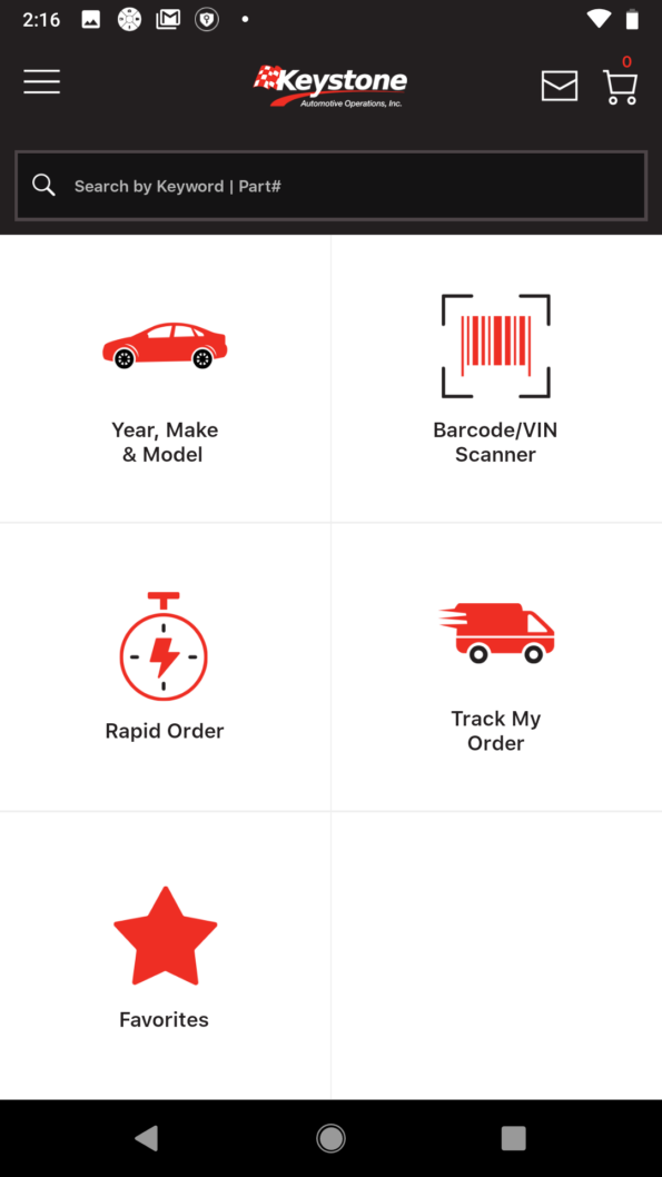 eKeystone menu options
