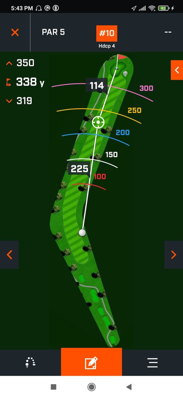 A golf course in the Bushnell app