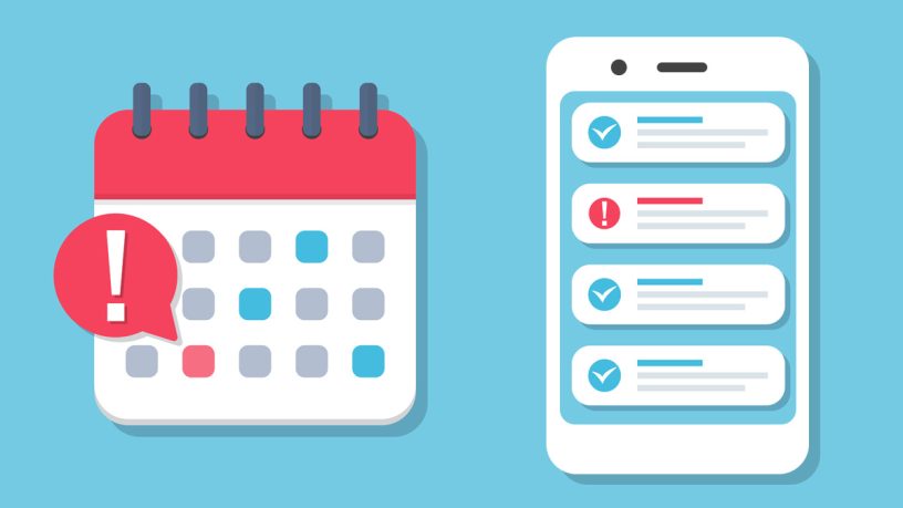 App Development Schedule A calendar with a task list on a smartphone