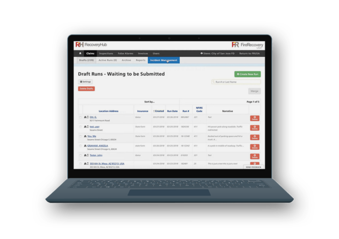 The Recovery Hub claims screen on a Windows laptop