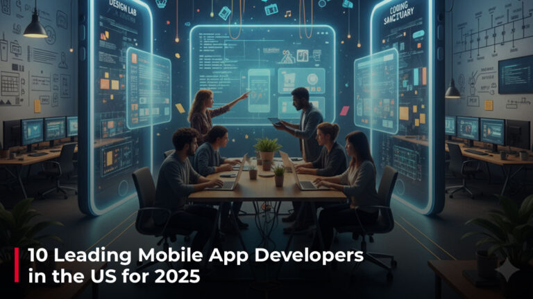 10 Leading Mobile App Developers in the US for 2025 Image representing app developers working together