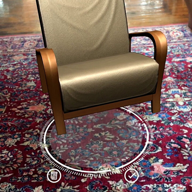 Furniture being placed in the InHouse AR app