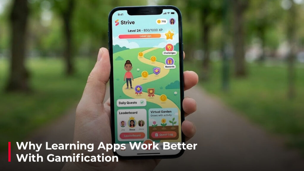 Why Learning Apps Work Better With Gamification Image showing a gamification app on a phone