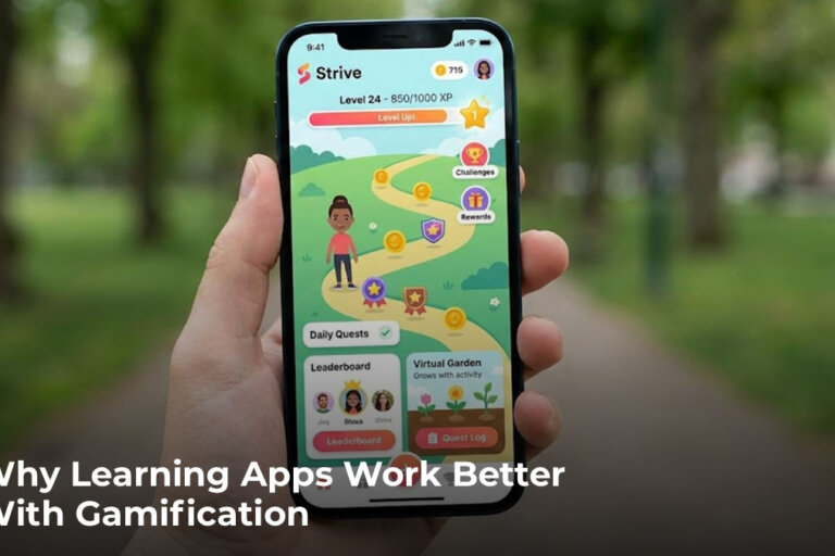 Why Learning Apps Work Better With Gamification Image showing a gamification app on a phone