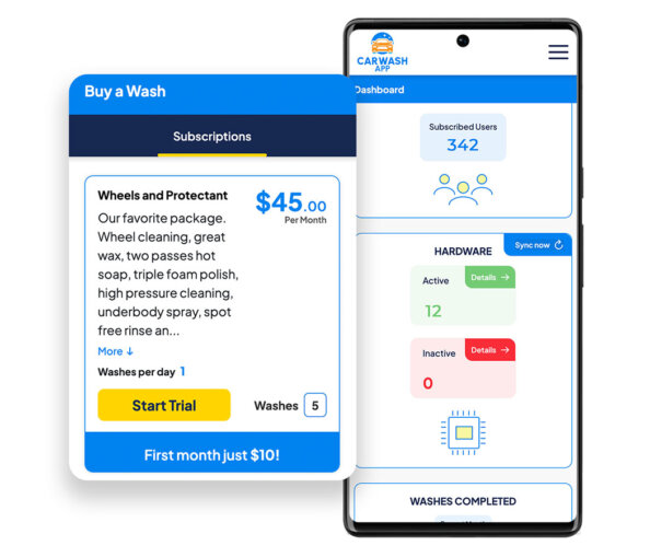 The CarWash app shown on Android