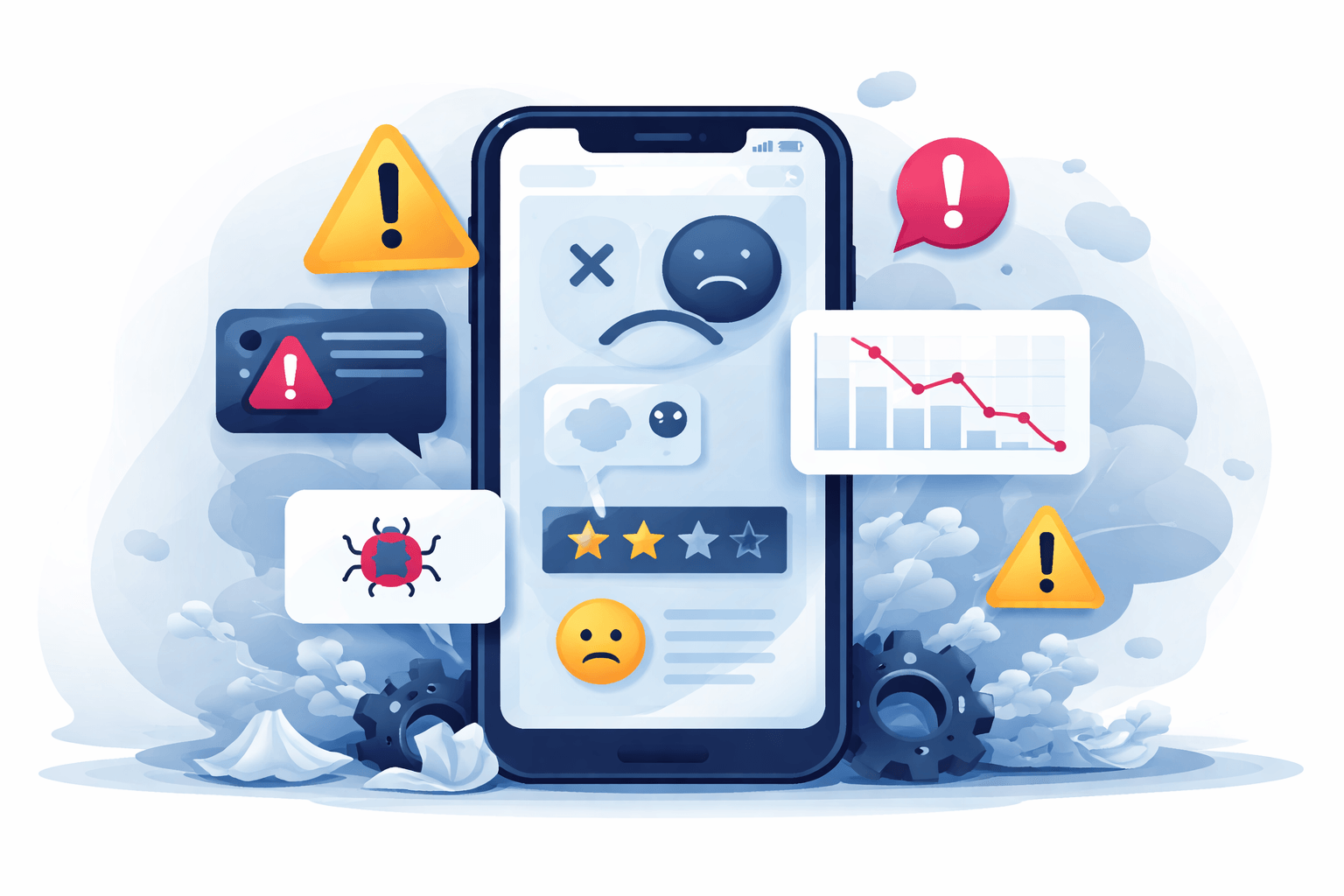 Smartphone showing an app with technical issues